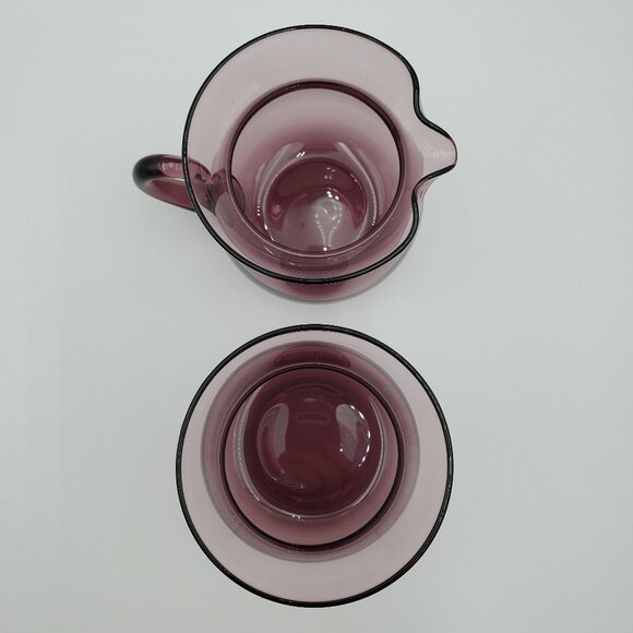 Amethyst Glass Sugar Bowl and Creamer Small Cranberry Creamer & Open Sugar Bowl - Picture 5 of 8